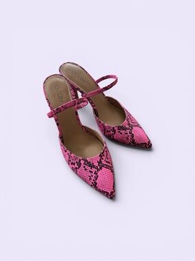 Aldo Pink Snake-Print Pointed Toe Heels